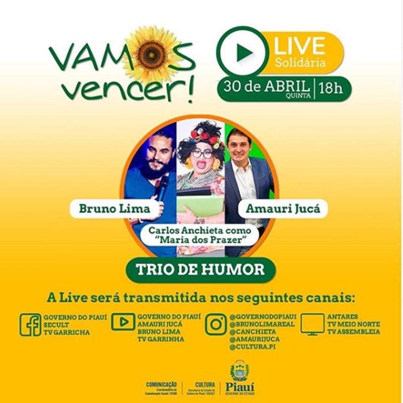 Trio de humor se apresenta em live