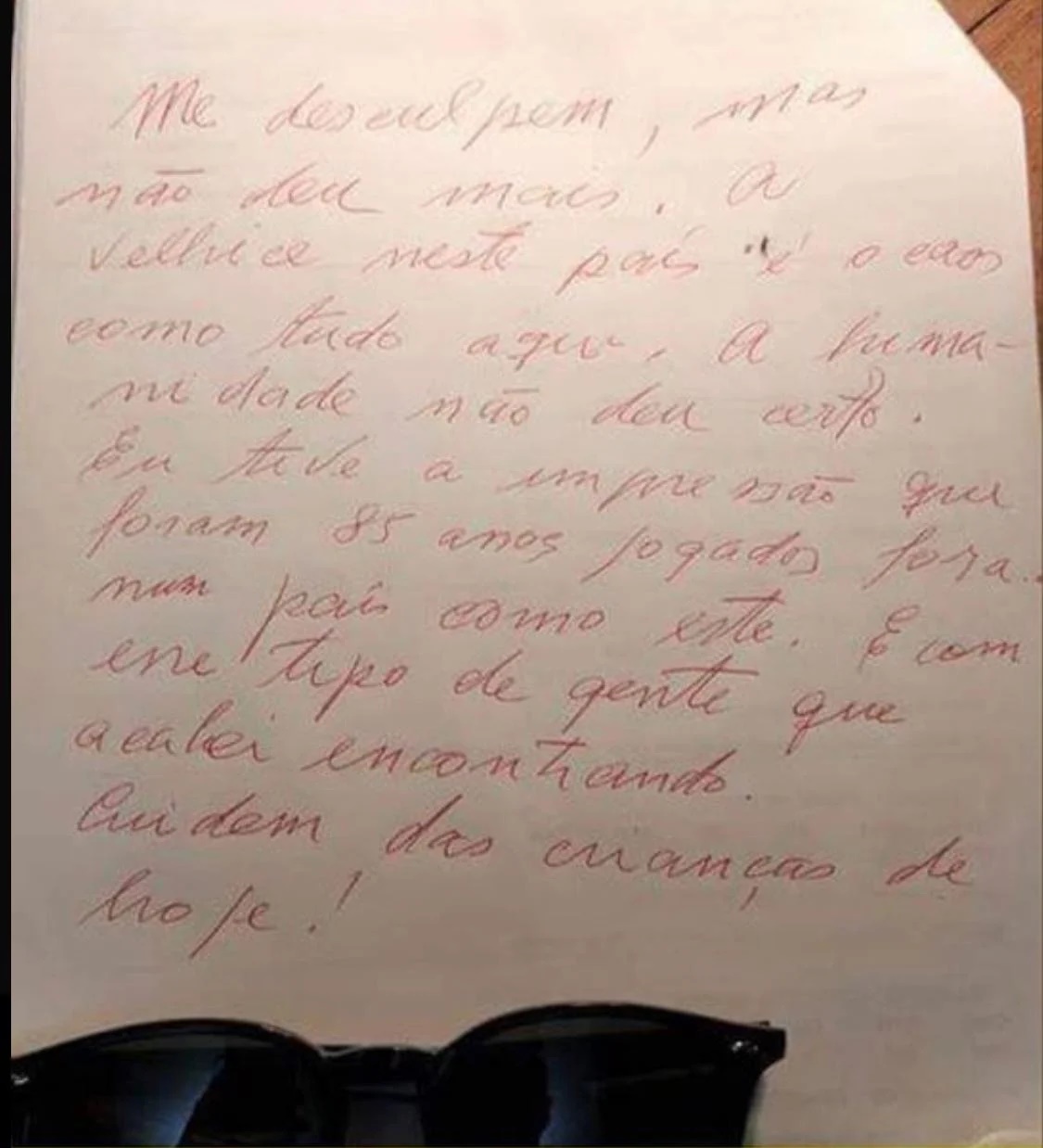 Carta deixada por Flávio Migliaccio 