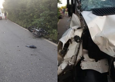 Acidente entre ambulância e motocicleta em Buriti dos Lopes
