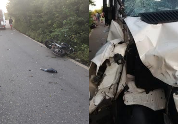 Acidente entre ambulância e motocicleta em Buriti dos Lopes