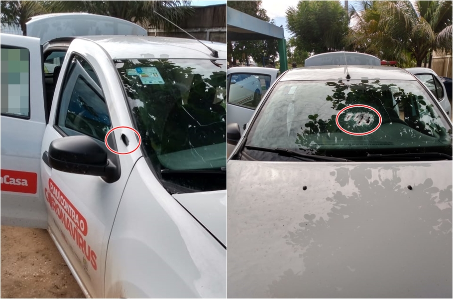 Veículo da PM alvejado pelo suspeito