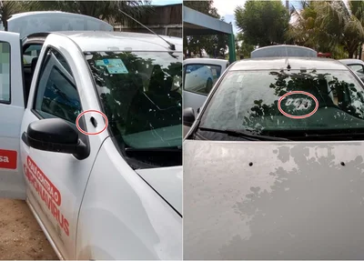 Veículo da PM alvejado pelo suspeito