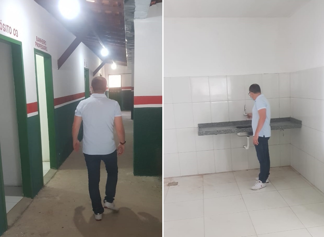 Prefeito visitando dependências da escola