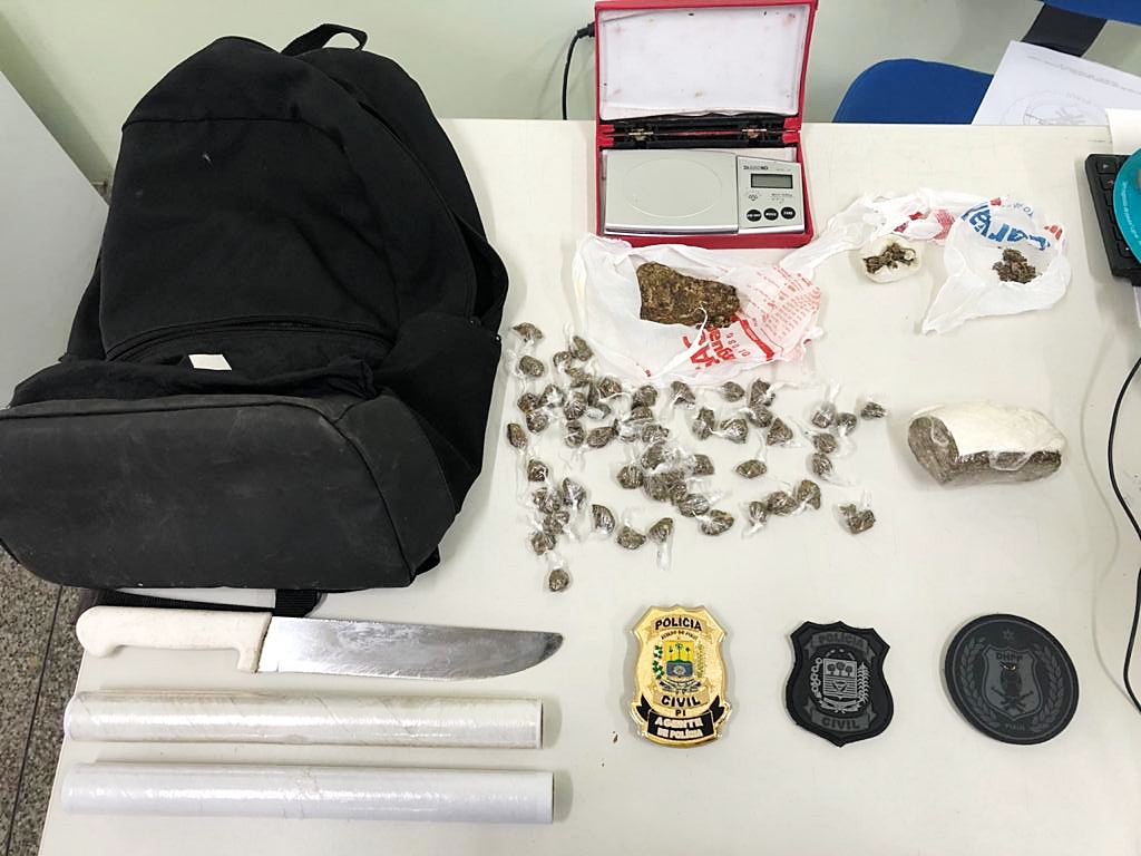 Material encontrado com suspeito preso pelo DHPP