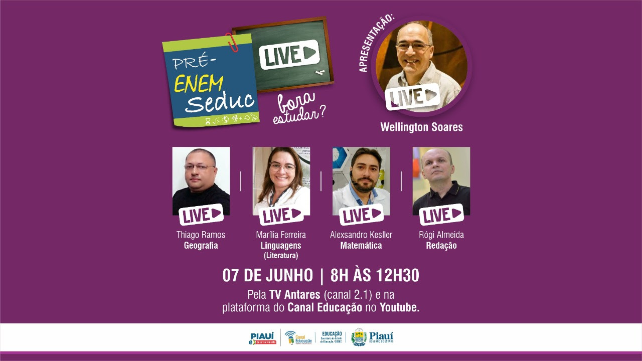 Seduc Piauí promove 7ª Revisão Pré-Enem Live no próximo domingo