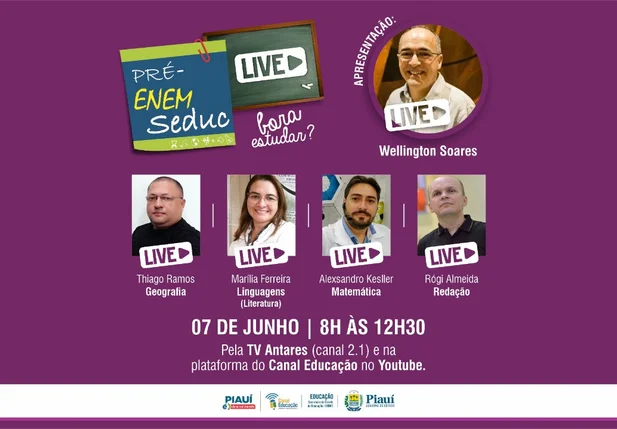 Seduc Piauí promove 7ª Revisão Pré-Enem Live no próximo domingo