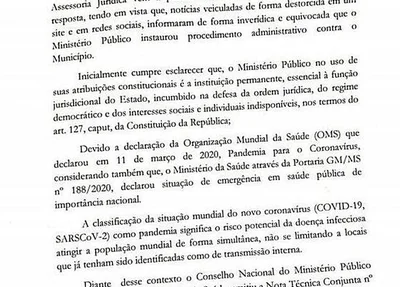 Nota de esclarecimento da Prefeitura de Santa Filomena