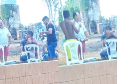 Prefeito Mirim durante festa no sítio