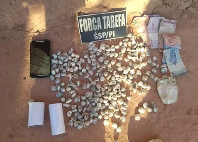 Maconha encontrada com o acusado