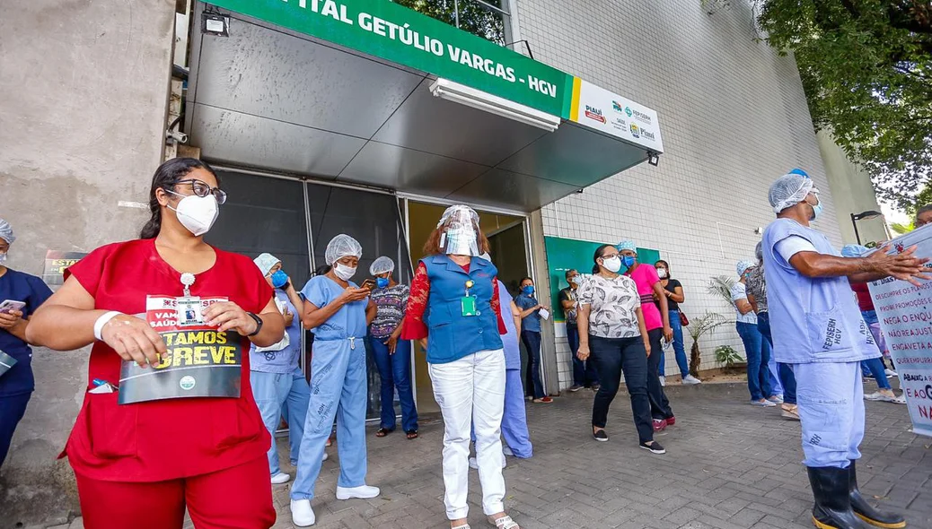Protesto dos profissionais de saúde em Teresina