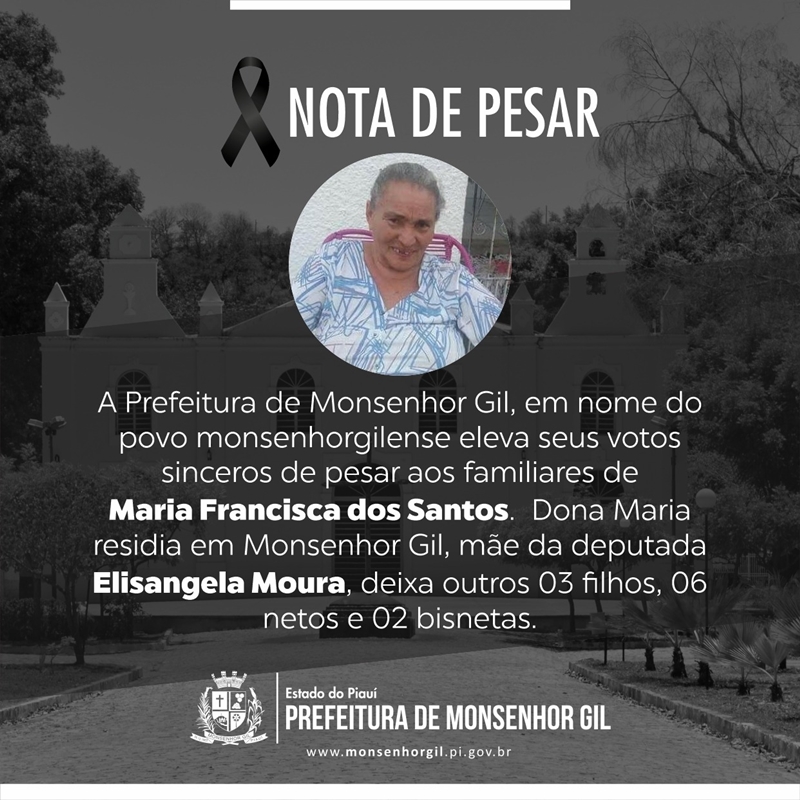 Nota de pesar da Prefeitura de Monsenhor Gil