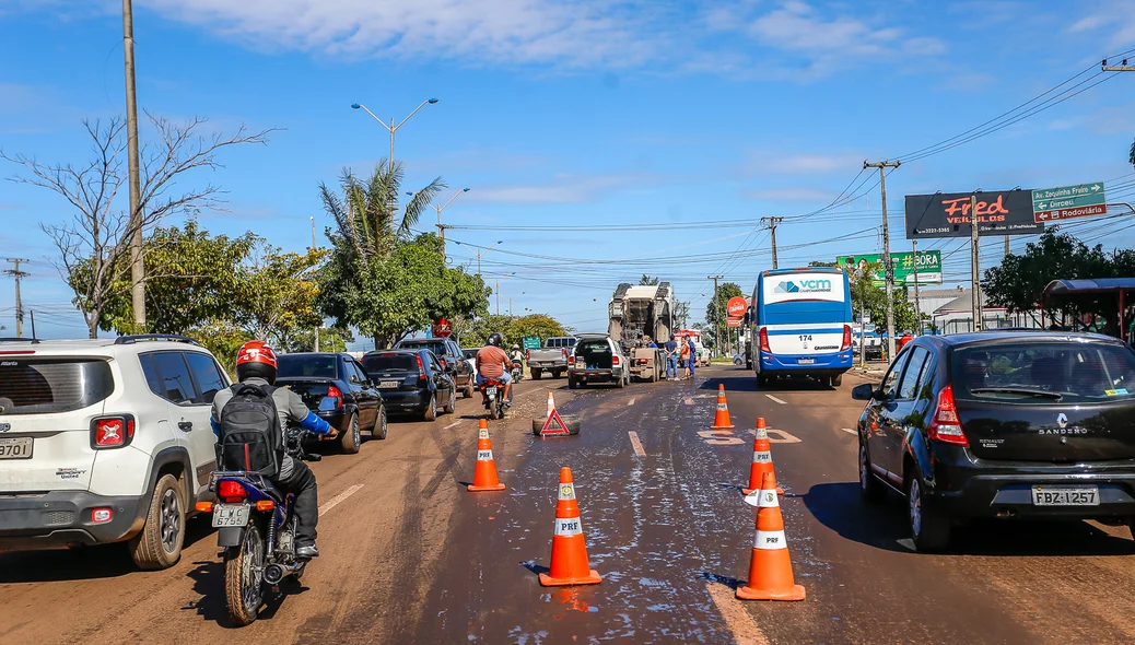 Trânsito um pouco congestionado por causa do incidente
