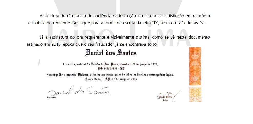 Assinatura original de Daniel dos Santos