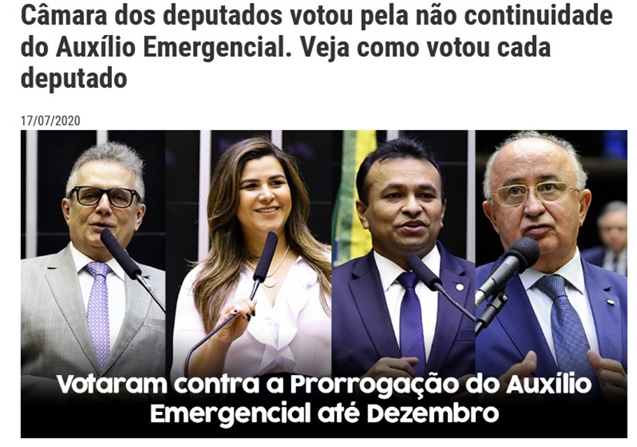 Fake news sobre votação do auxílio emergencial