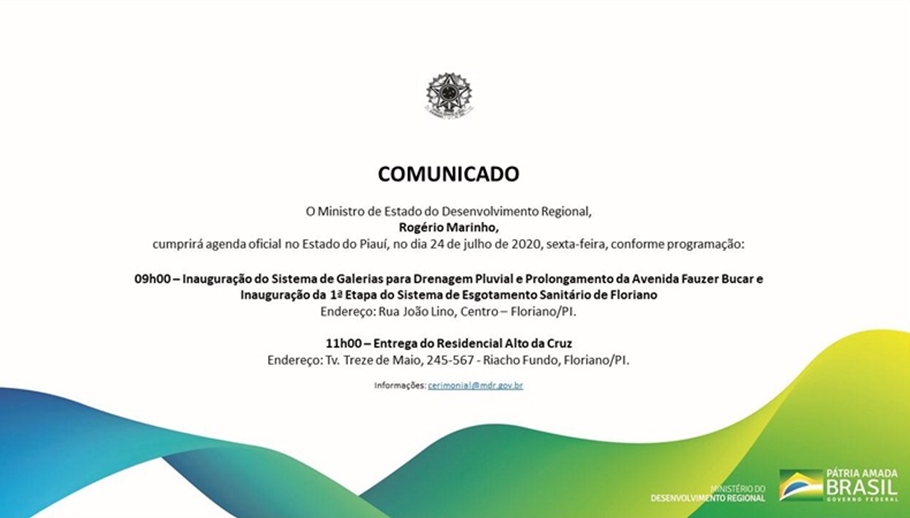 Agenda do ministro Rogério Marinho em Floriano