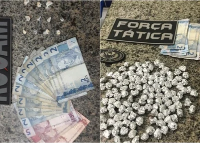 Dinheiro e drogas apreendidas pela PM