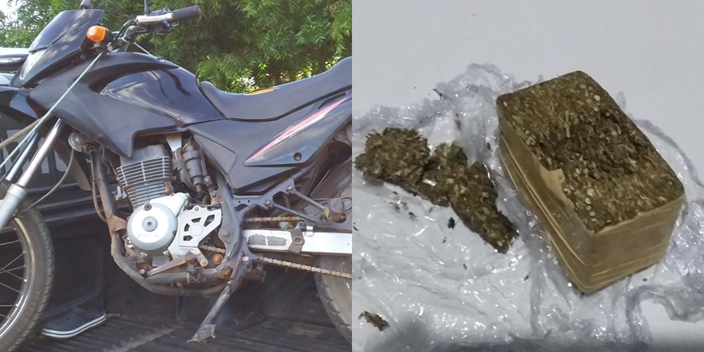 Motocicleta e droga apreendida pela PM em Aroazes