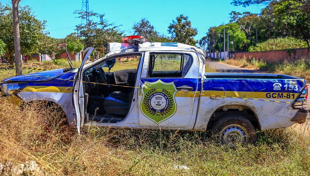 Viatura da Guarda Municipal após acidente