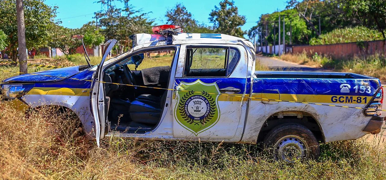 Viatura da Guarda Municipal após acidente