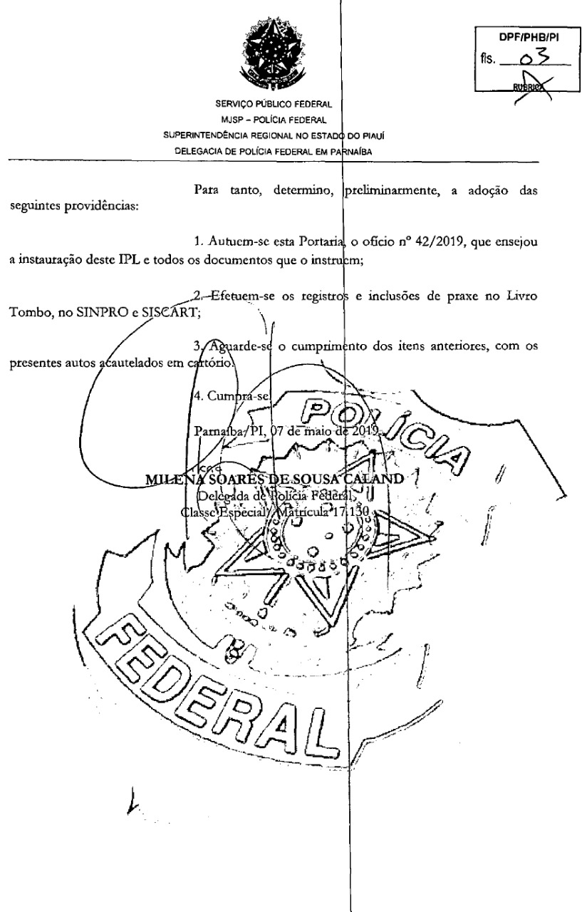 Portaria de instauração do inquérito policial