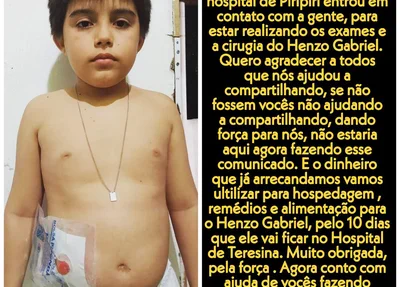 Henzo Gabriel consegue valor para cirurgia em Teresina
