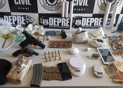 Material apreendido pela Polícia Civil