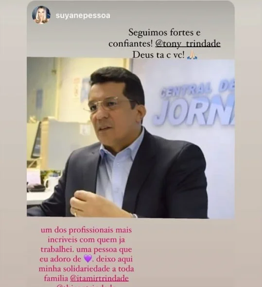 Suyane Pessoa demonstra apoio a Tony Trindade