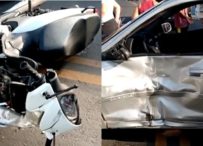 Acidente envolvendo carro e moto na Ruí Barbosa