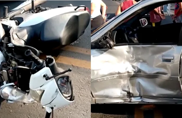 Acidente envolvendo carro e moto na Ruí Barbosa