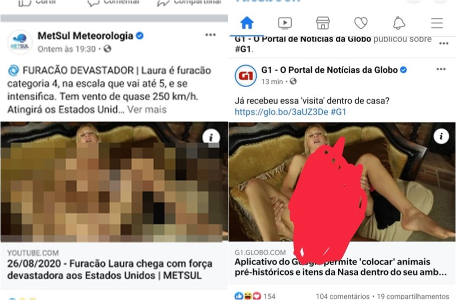 Imagens pornográficas são publicadas no Facebook