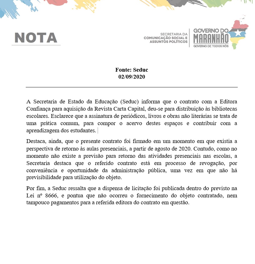 Nota da Seduc