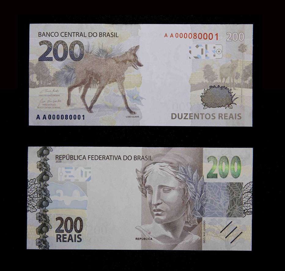 Nova nota de R$ 200, com a imagem do lobo-guará