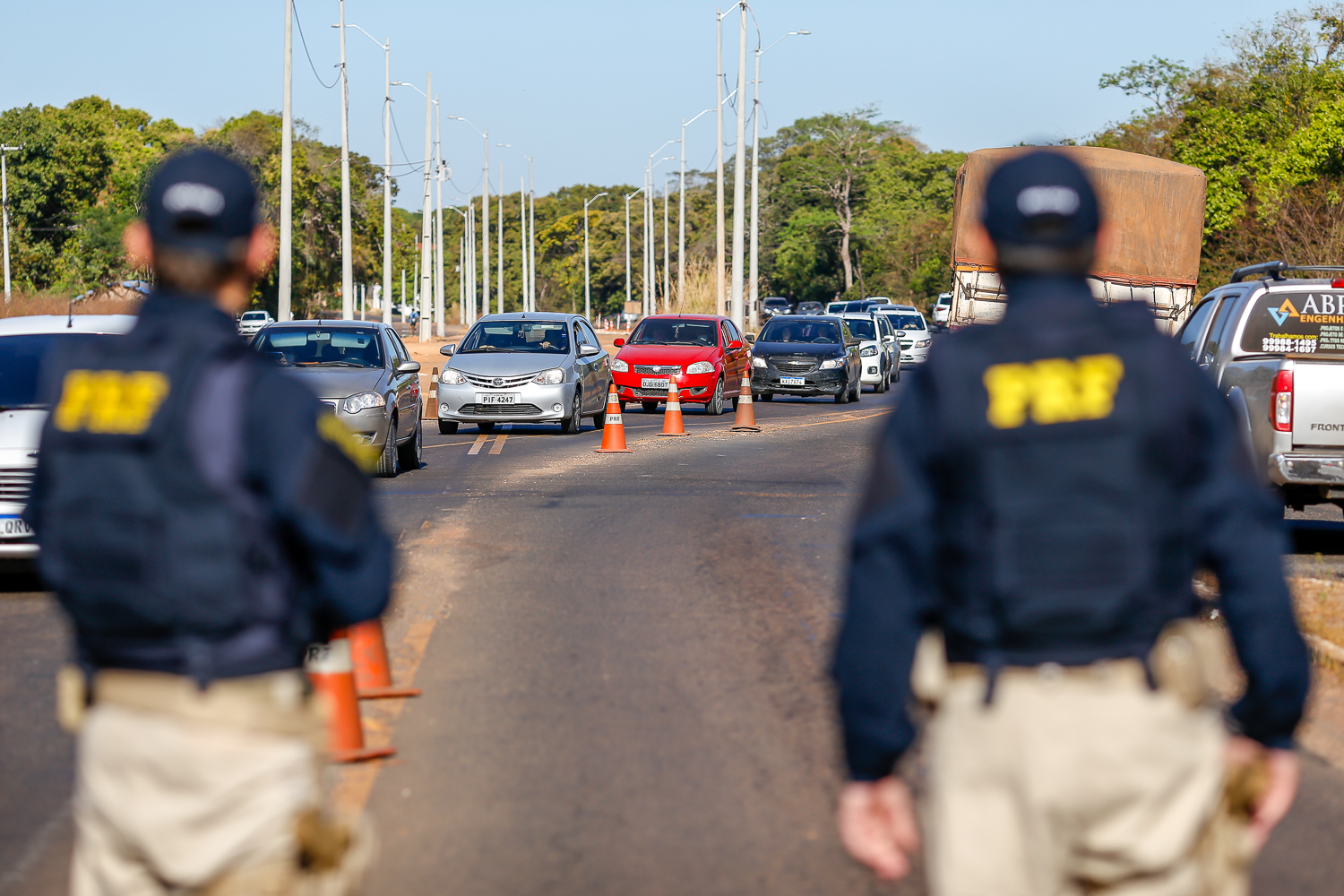 Congestionamento no posto da Polícia Rodoviária Federal