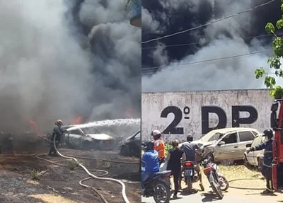 Incêndio destrói veículos no pátio do 2º DP em Timon