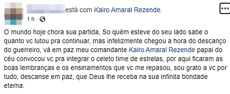 Amigo lamenta a morte do jornalista Kairo Amaral