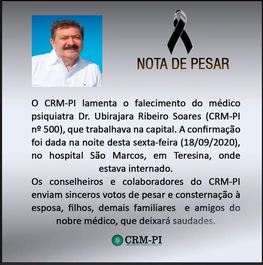 Conselho Regional de Medicina lamenta morte do médico Ubirajara Soares