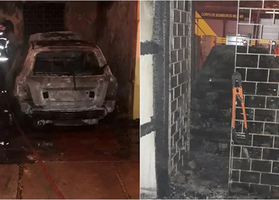 Veículo incendiado em garagem de residência na zona norte de Teresina