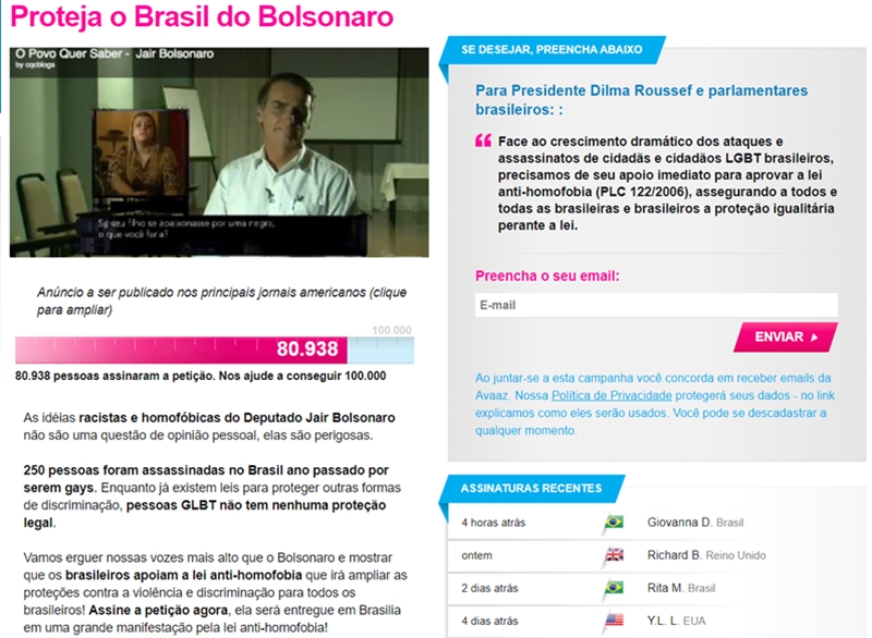 Petição contra Bolsonaro