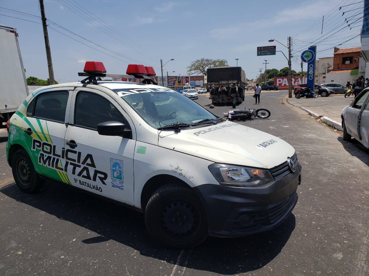 Polícia Militar no local do acidente