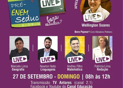 27° revisão pré-enem live realizada pela Seduc