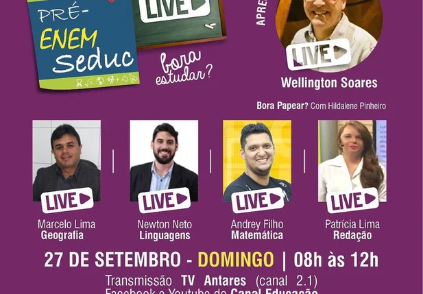 27° revisão pré-enem live realizada pela Seduc