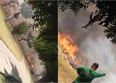 Fogo atinge vegetação em São Miguel do Tapuio