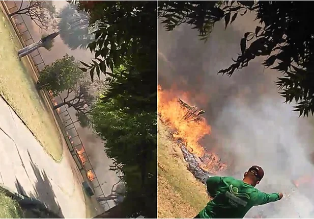 Fogo atinge vegetação em São Miguel do Tapuio