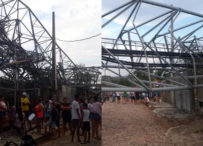 Torre atingida pela forte chuva em Palmeirais 