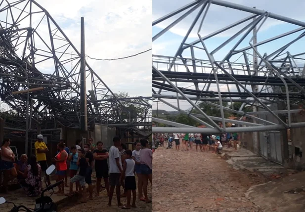 Torre atingida pela forte chuva em Palmeirais 