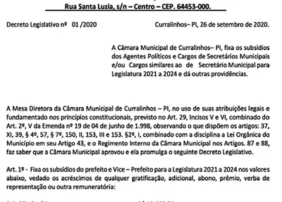 Lei da Câmara de Curralinhos