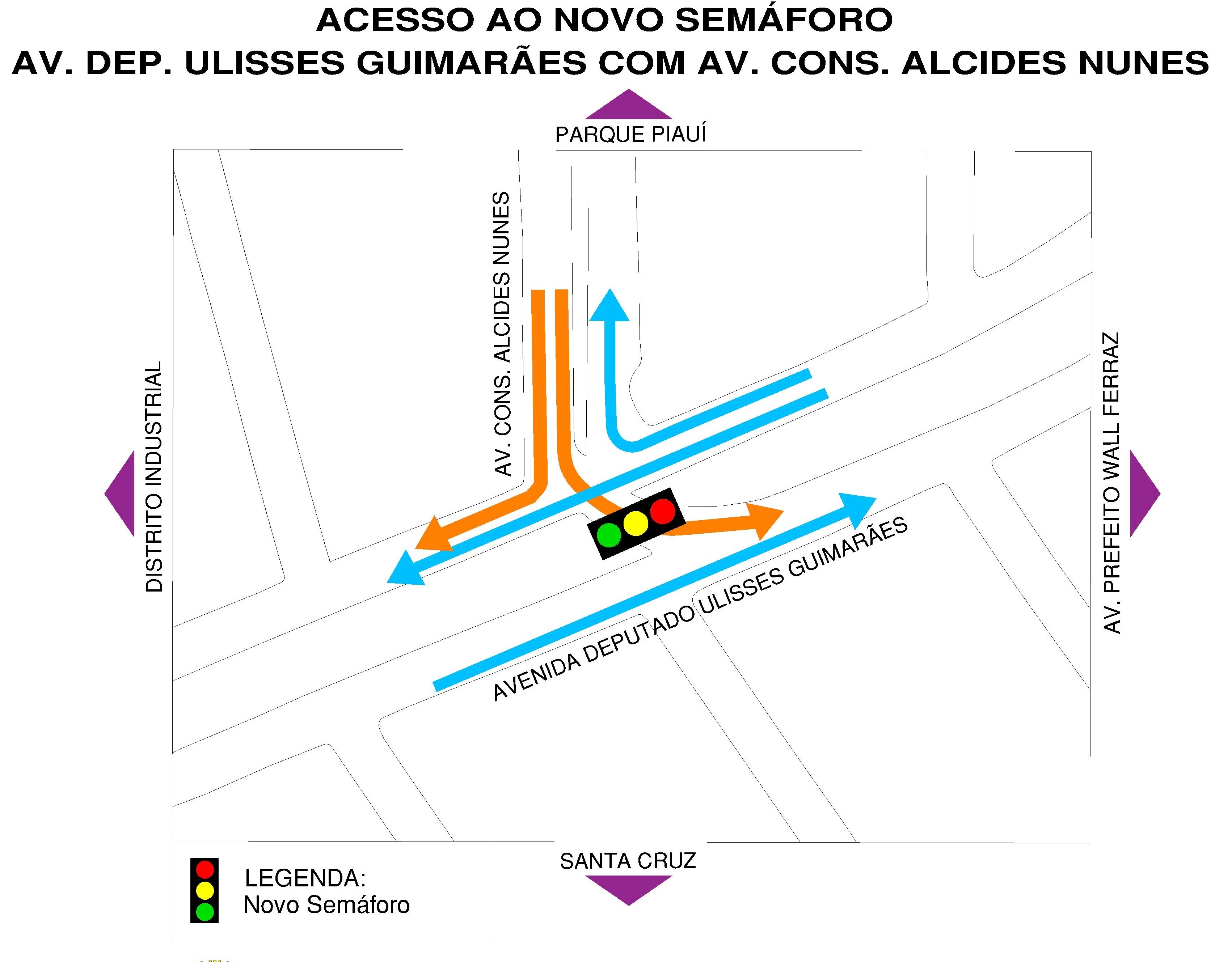 Alterações no cruzamento da Avenida Deputado Ulisses Guimarães com a Avenida Conselheiro Alcides Nunes.