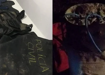 Material apreendido com os criminosos