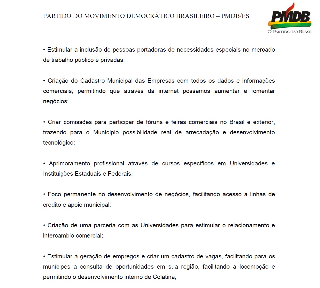 Plano de Governo de prefeito do Espírito Santo