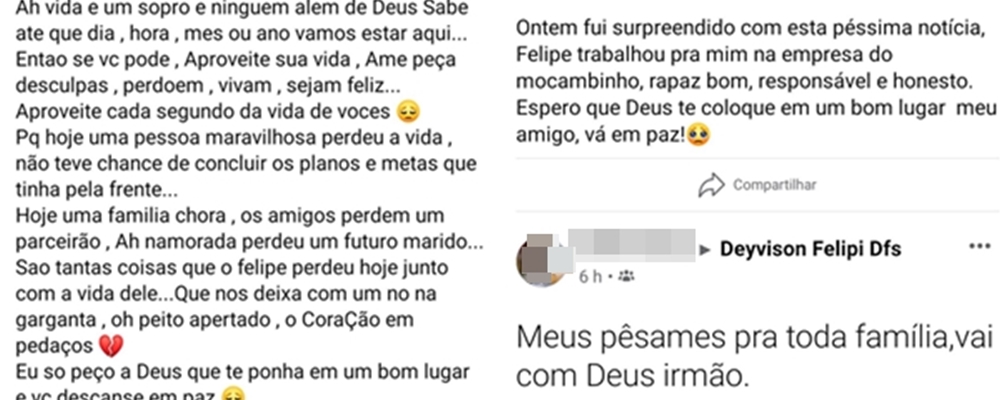 Amigos lamentando a morte precoce do jovem